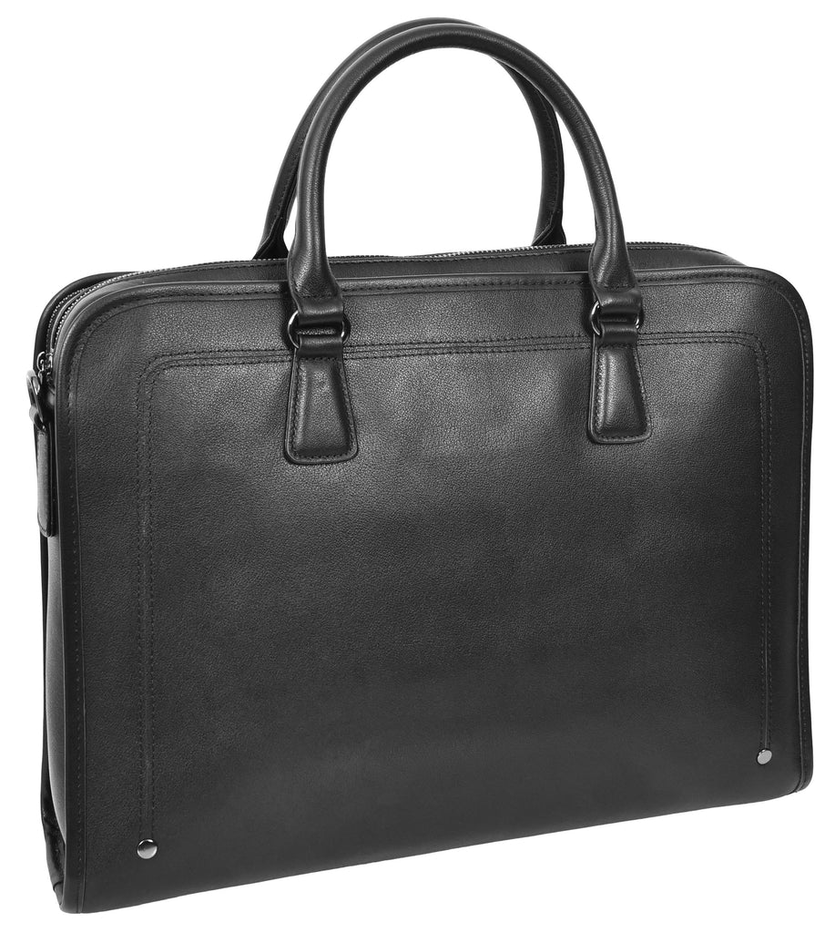 Bagmaster Genuine Leather Organiser Cross-Body Briefcase Black-9