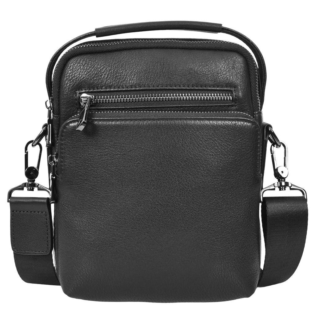 Bodymate Men's Small Leather Cross-Body Organiser Bag Black-7