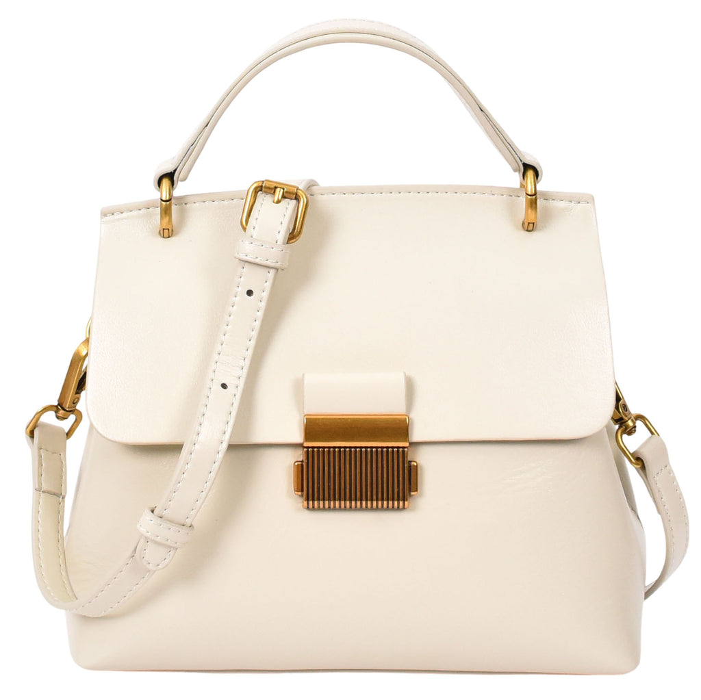 LUCENA Women's Small Real Leather Shoulder Handbag White-7