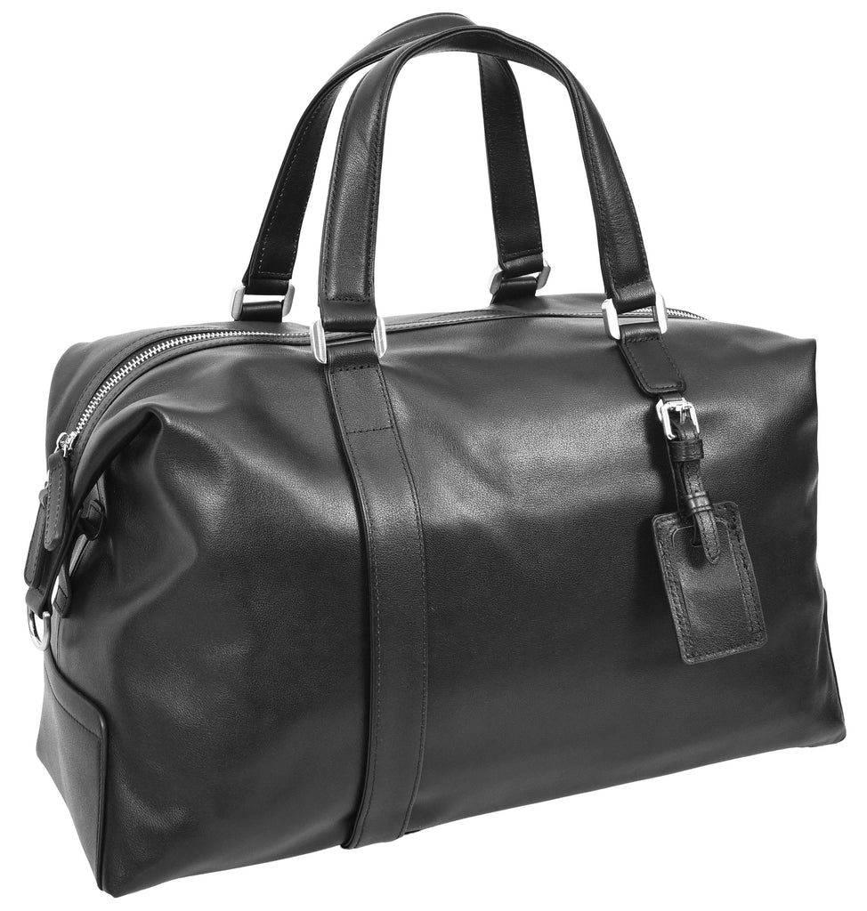 Pathpal Genuine Leather Weekend  Travel Holdall Duffle Black-8