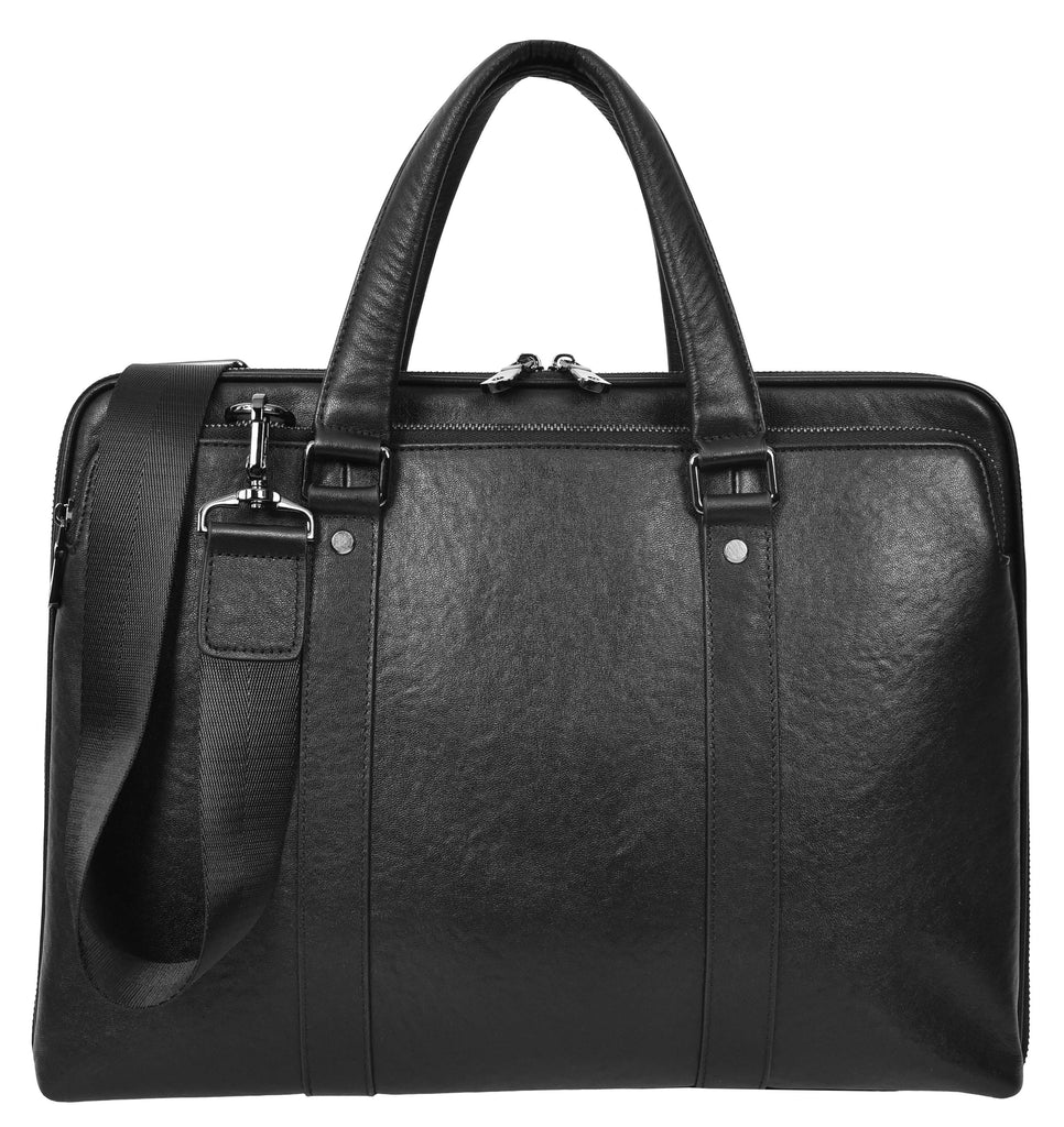 Bagify Genuine Leather Cross-Body Travel Briefcase Black-9