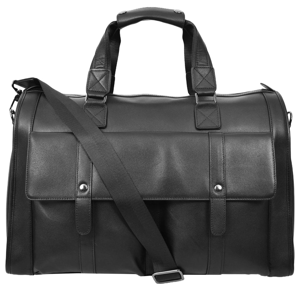 Holicarry Leather Weekend Large Holdall Overnight Bag Black-9