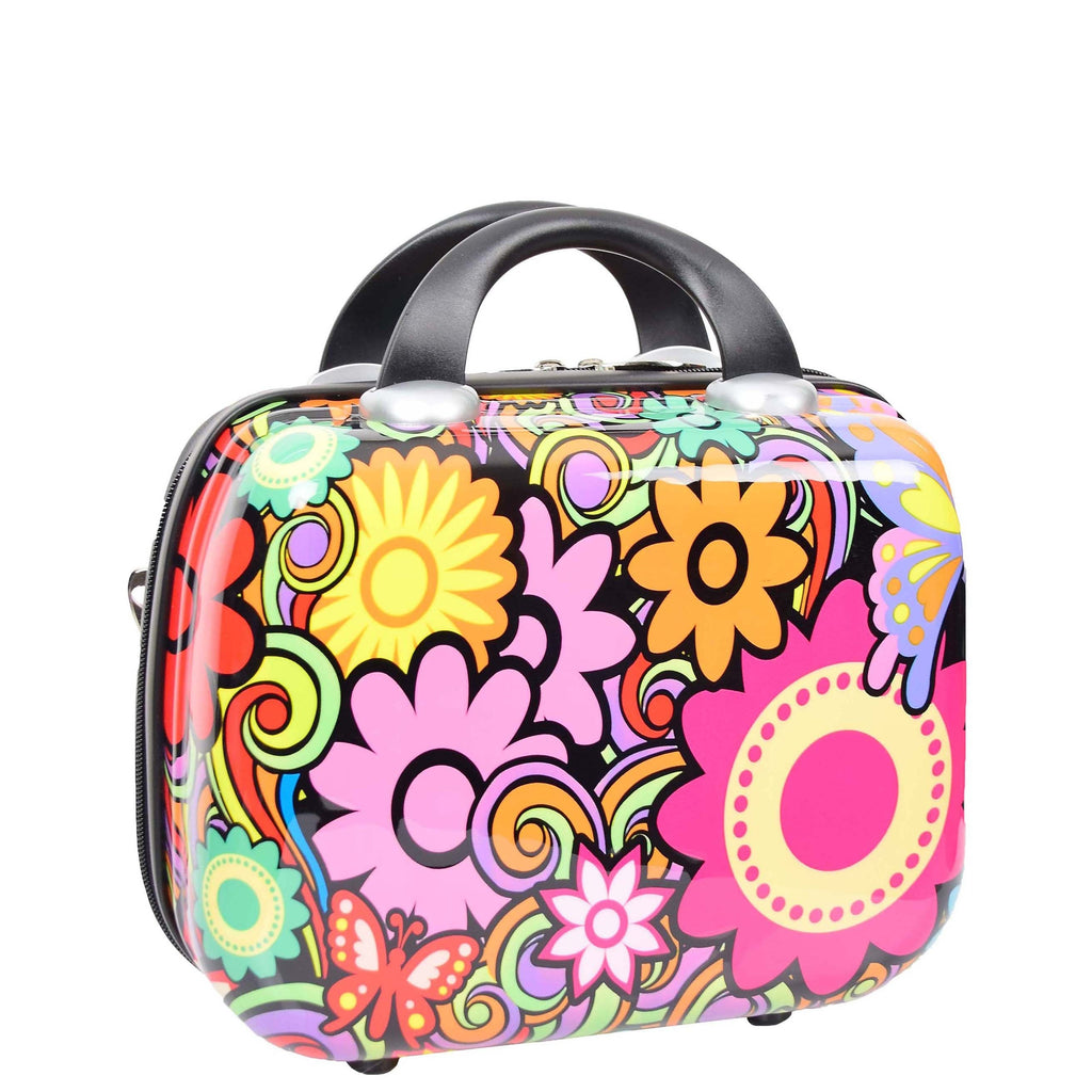 DR576 Expandable Hard Shell Suitcase Four Wheel Luggage Flower Print 2