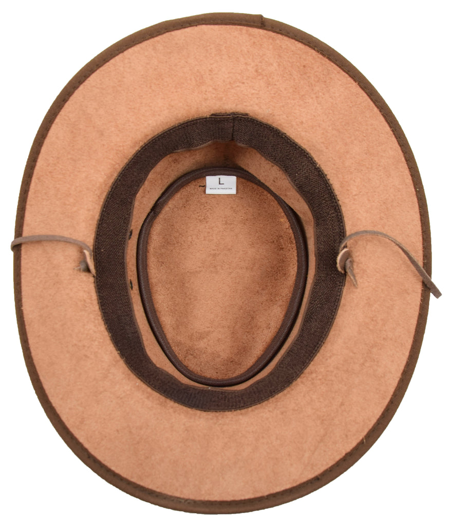 DR504 Leather Cowboy Hat Removable Chin Strap Brown 5
