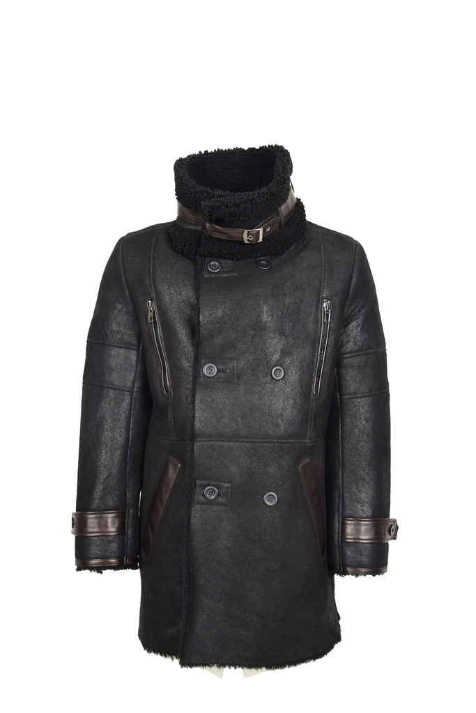 DR118 Men's Winter Sheepskin Coat Black 3