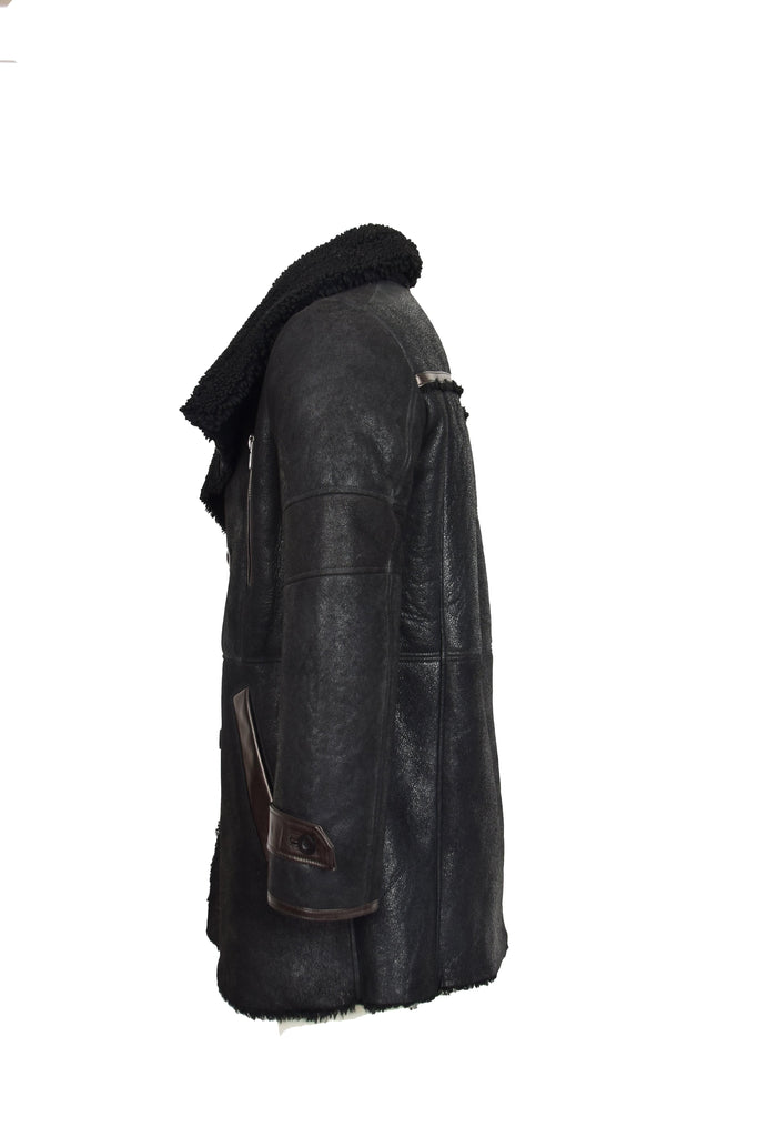 DR118 Men's Winter Sheepskin Coat Black 6
