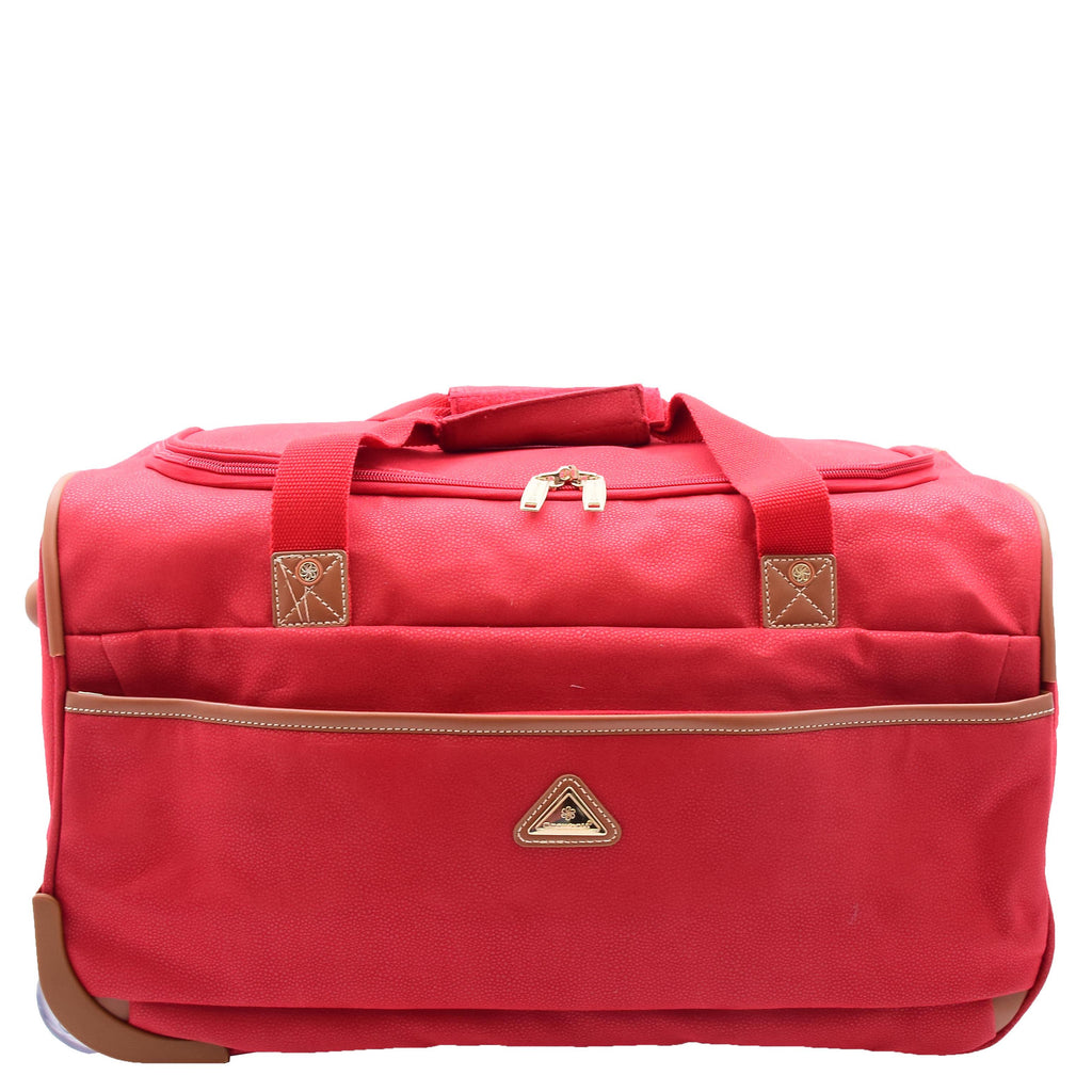 DR484 Faux Leather Mid Size Wheeled Holdall Red 2