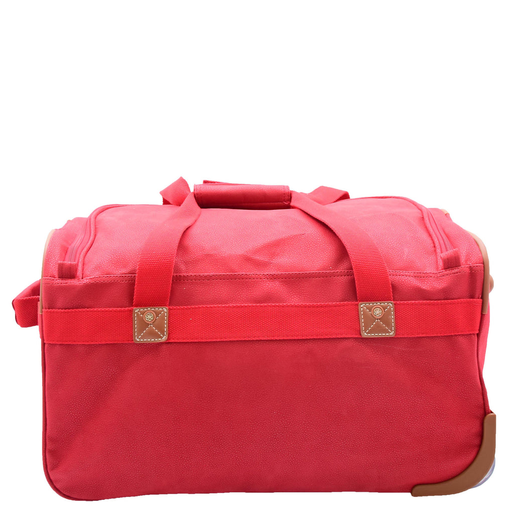 DR484 Faux Leather Mid Size Wheeled Holdall Red 8