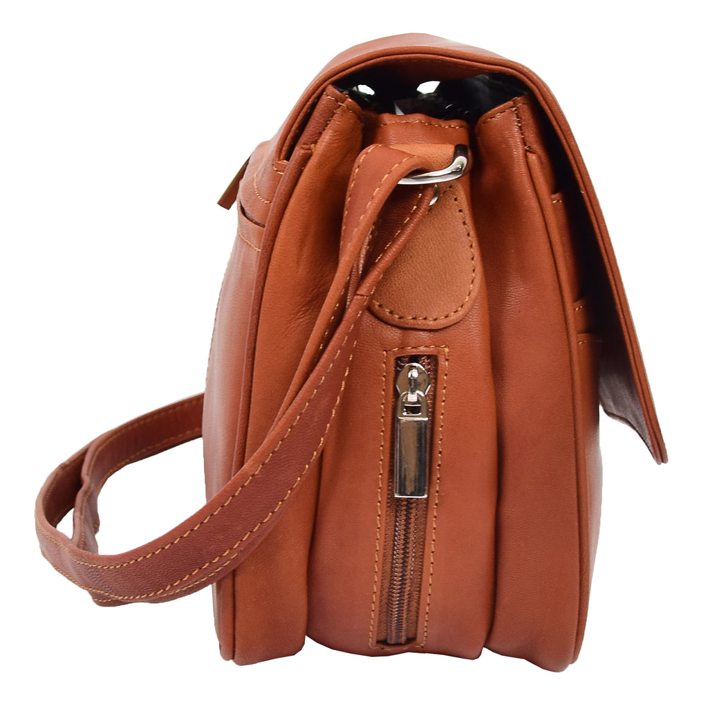 DR313 Women’s Leather Shoulder Messenger Handbag Cognac 7