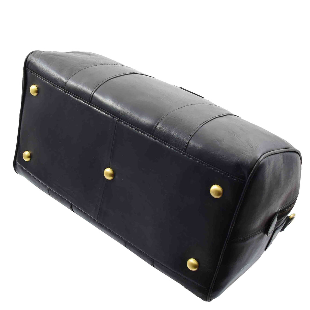 DR556 Real Leather Two Tone Classic Weekend Bag Black 9