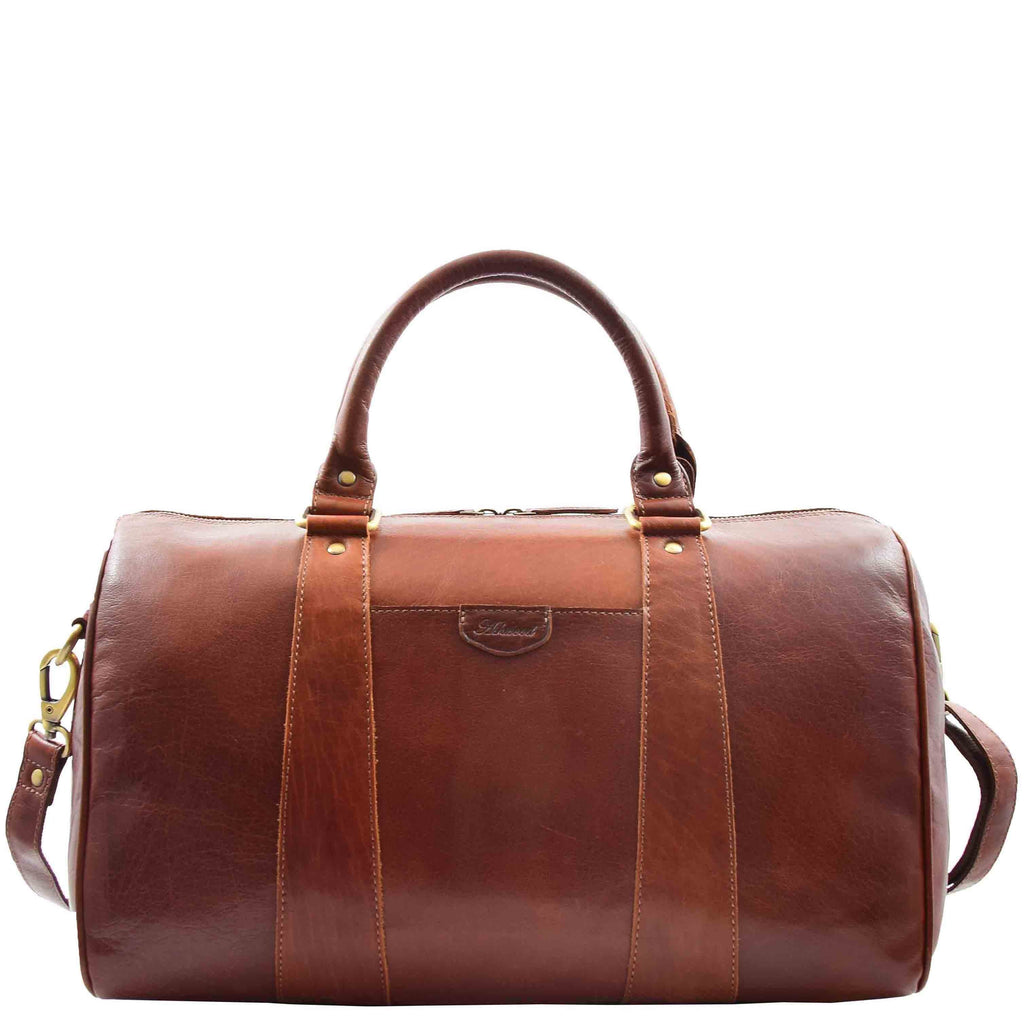 DR556 Real Leather Two Tone Classic Weekend Bag Chestnut 5