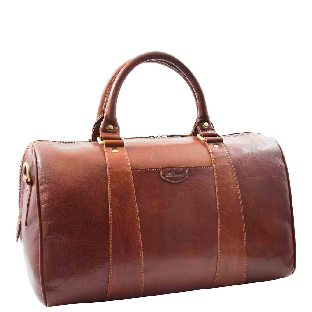 DR556 Real Leather Two Tone Classic Weekend Bag Chestnut 7