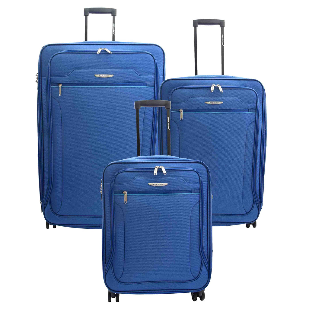 DR524 Expandable Lightweight Soft Luggage Suitcases With Four Wheels Blue 2