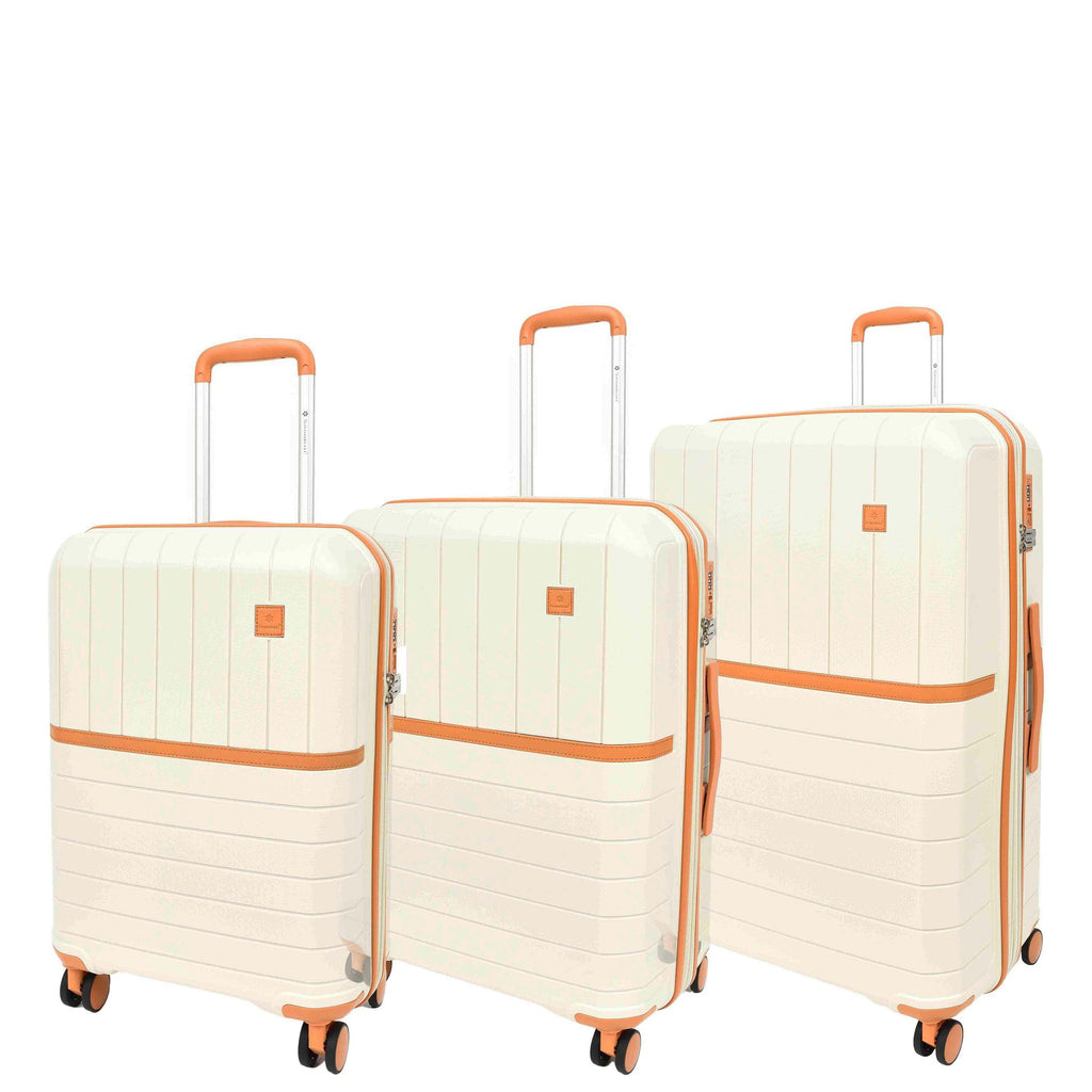 DR626 Hard Shell Expandable Suitcases Wheeled Luggage Milky 1