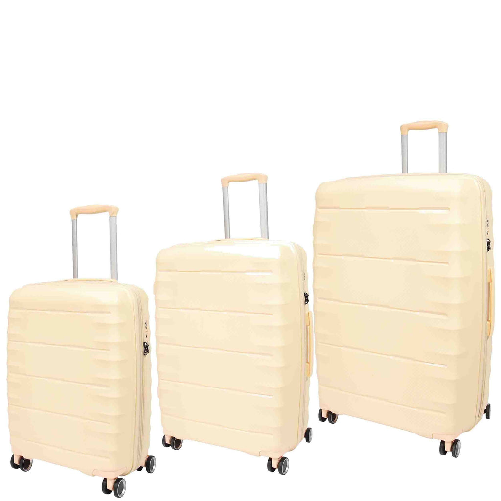 DR541 Expandable ABS Luggage With 8 Wheels Off White 1
