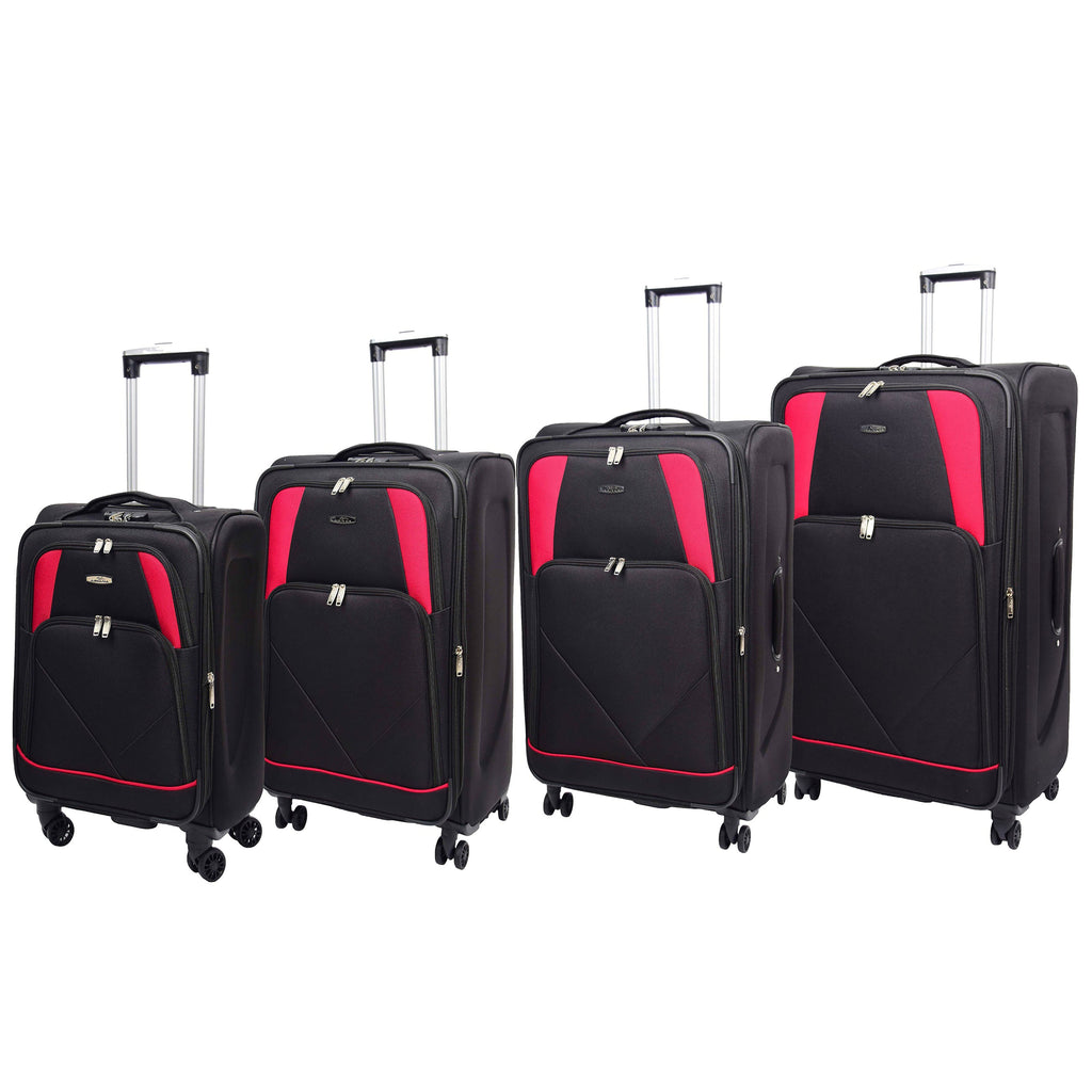 DR568 Soft Case Four Wheel Travel Luggage Suitcase Black 0