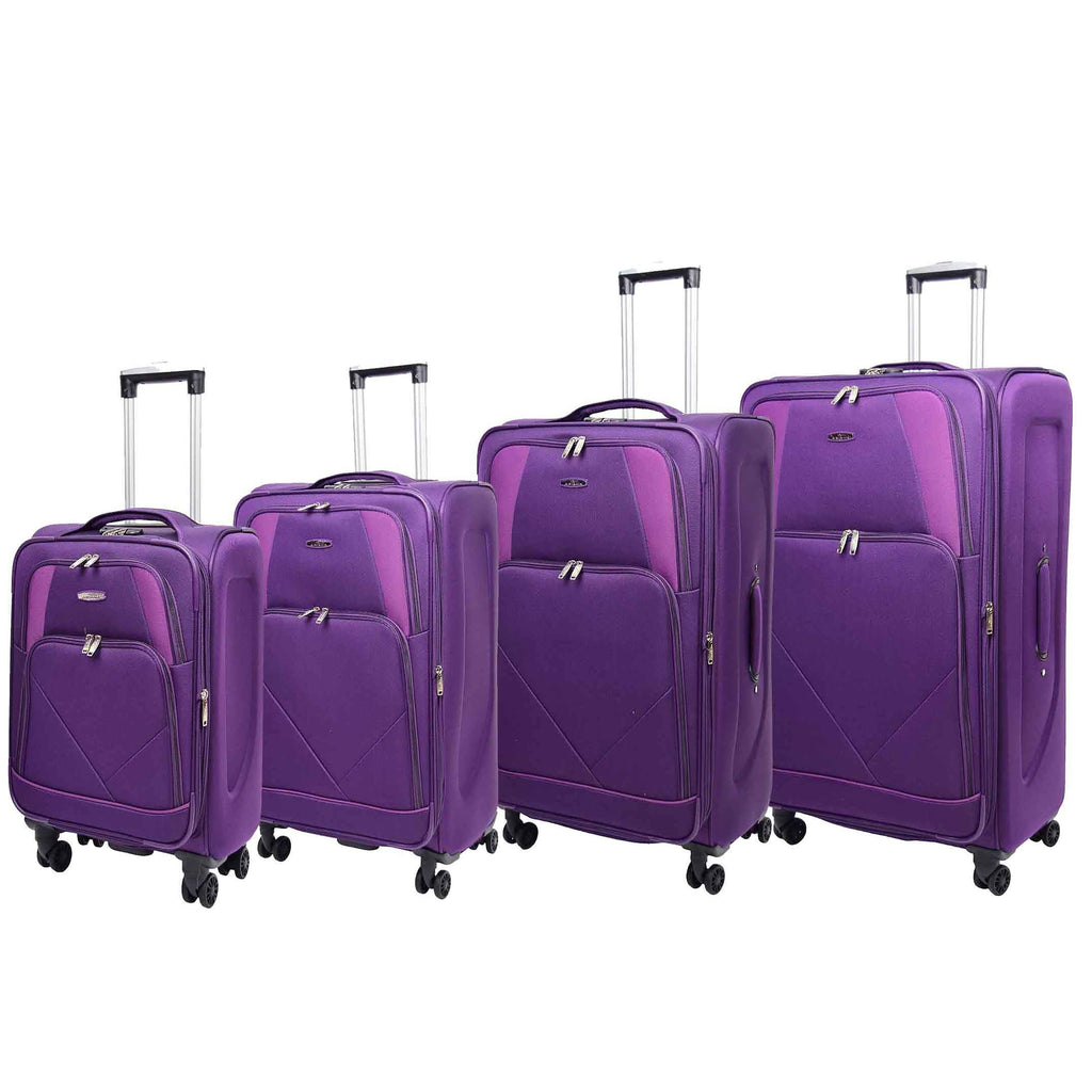 DR568 Soft Case Four Wheel Travel Luggage Suitcase Purple 0