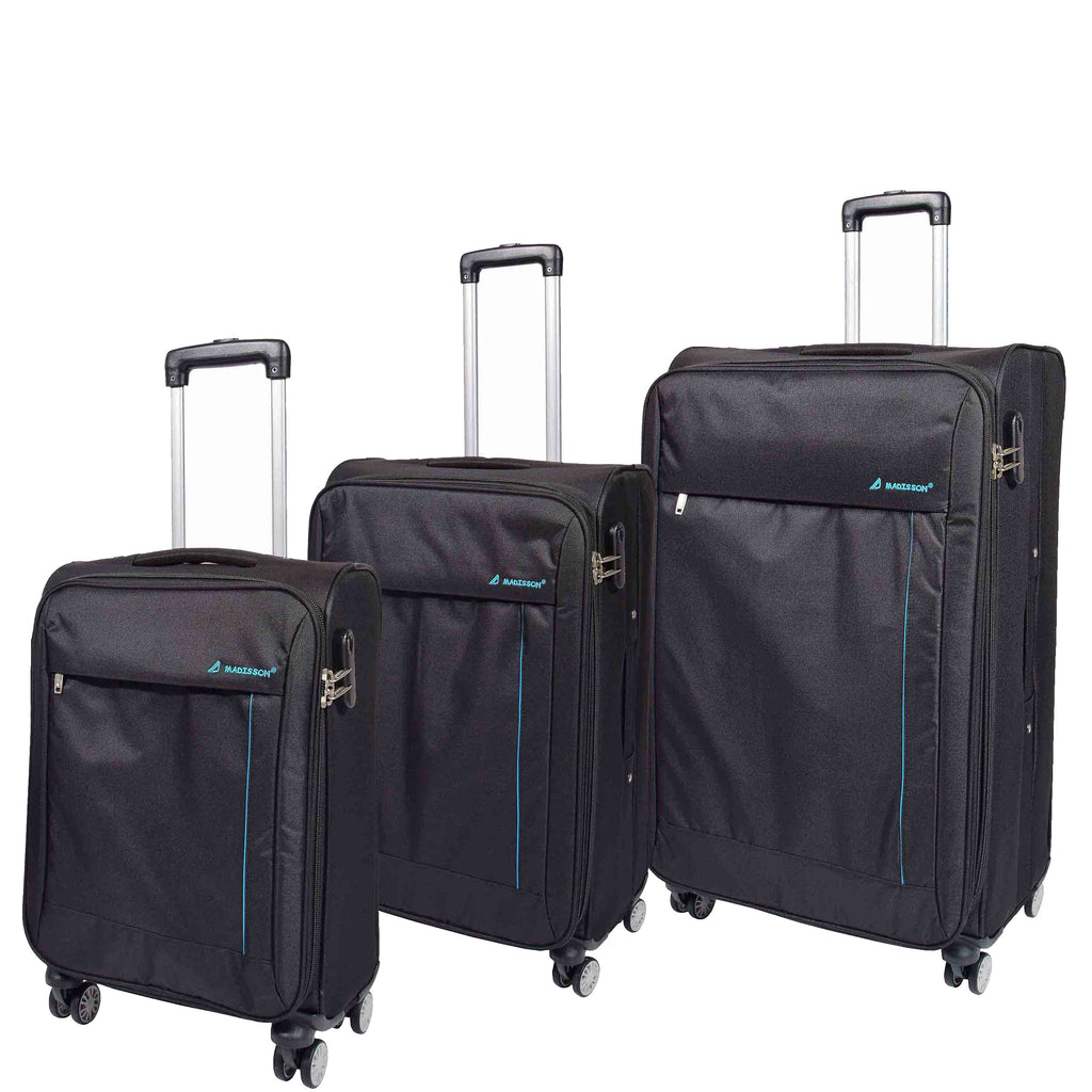 DR549 Expandable 8 Spinner Wheel Soft Luggage Black 1