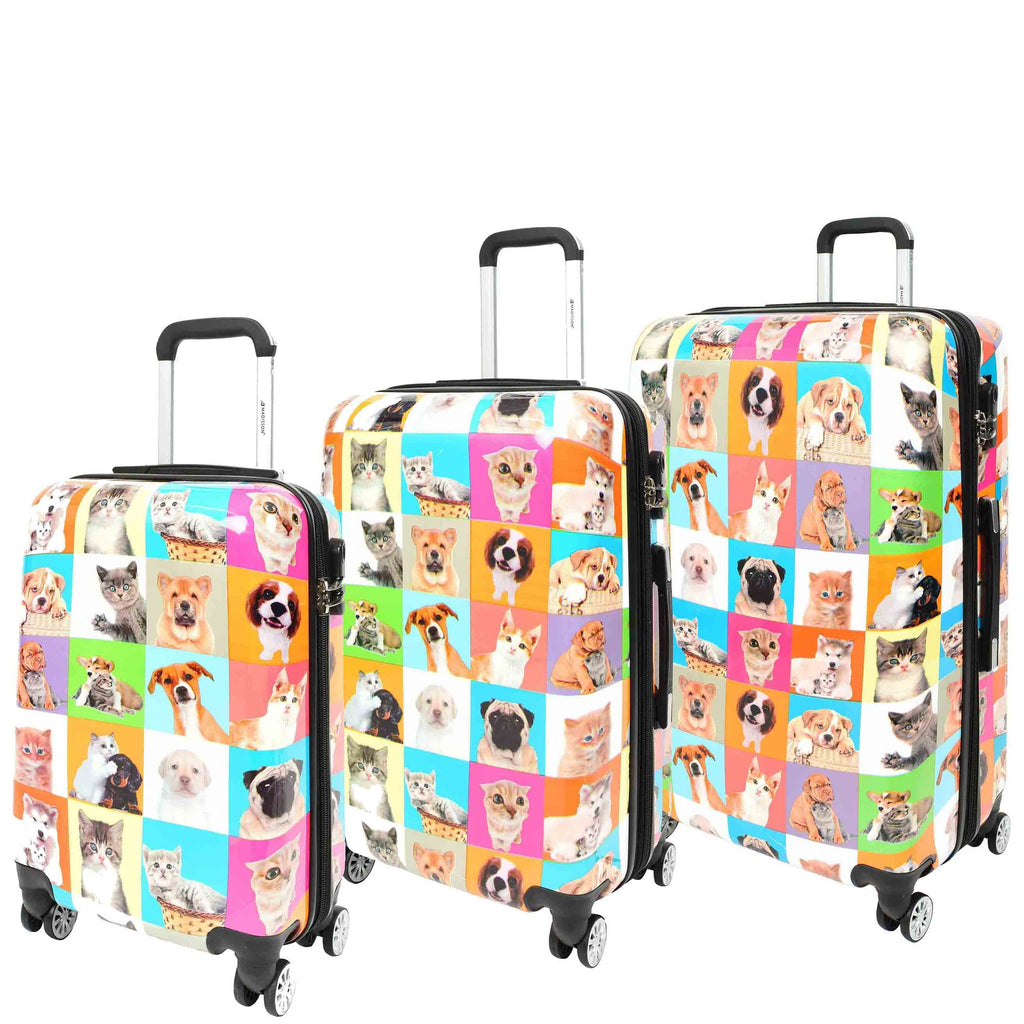DR628 Hard Shell 4-Wheeled Luggage Dogs and Cats Print Expandable Suitcase 1