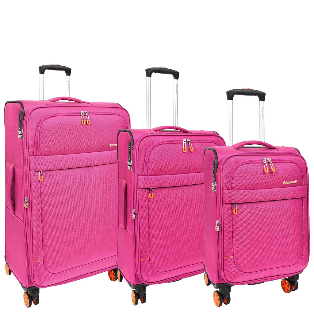 DR627 Eight Spinner Wheeled Soft Expandable Suitcase Pink 1