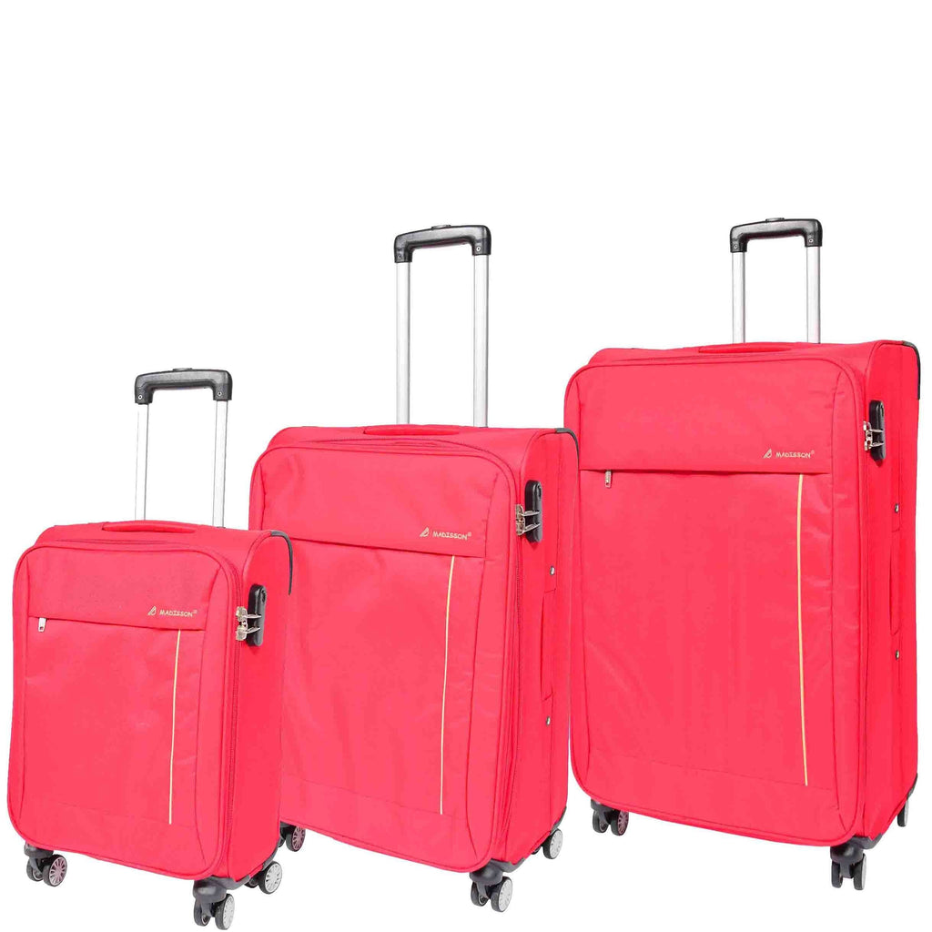 DR549 Expandable 8 Spinner Wheel Soft Luggage Red 1
