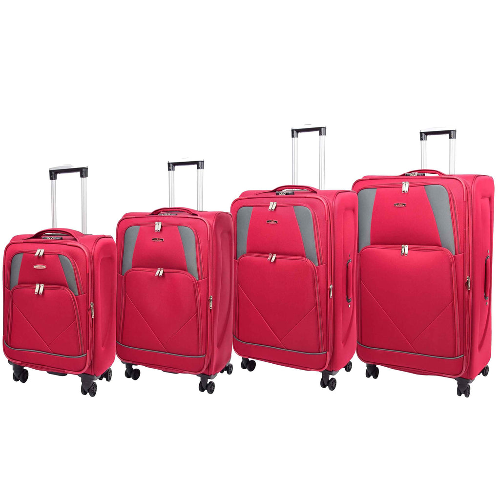 DR568 Soft Case Four Wheel Travel Luggage Suitcase Burgundy 0