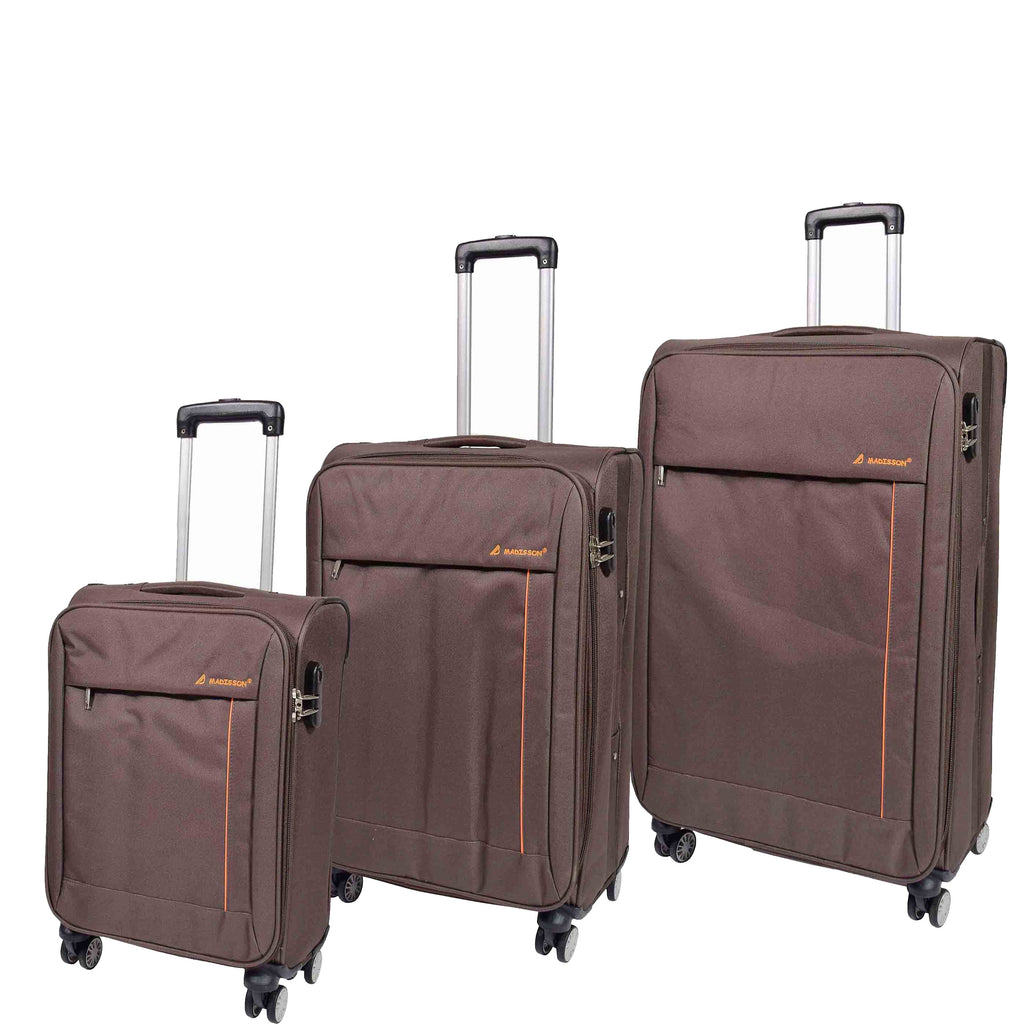 DR549 Expandable 8 Spinner Wheel Soft Luggage Brown 1