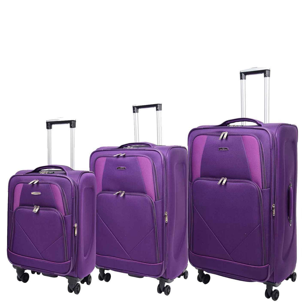 DR568 Soft Case Four Wheel Travel Luggage Suitcase Purple 21