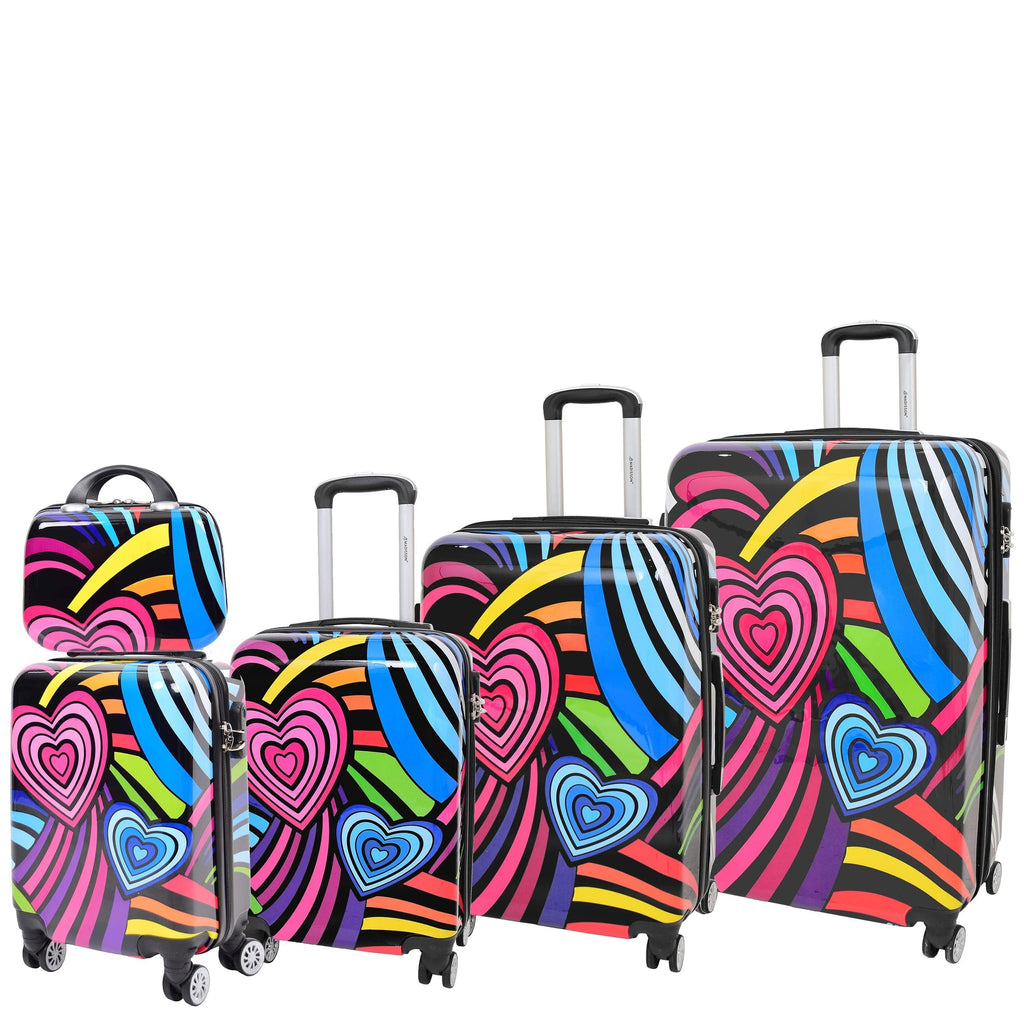 DR622 Lightweight Four Wheeled Luggage With Multi-Hearts Print 1