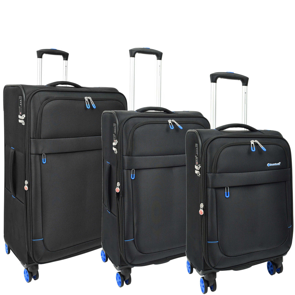 DR627 Eight Spinner Wheeled Soft Expandable Suitcase Black 1