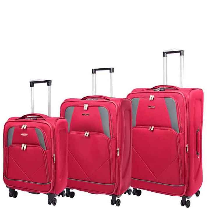 DR568 Soft Case Four Wheel Travel Luggage Suitcase Burgundy 21