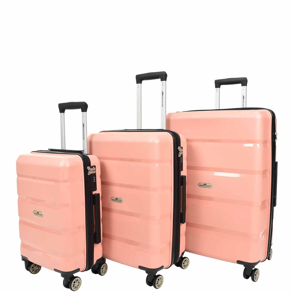 DR646 Expandable Travel Suitcases Hard Shell Four Wheel PP Luggage Rose Gold 1