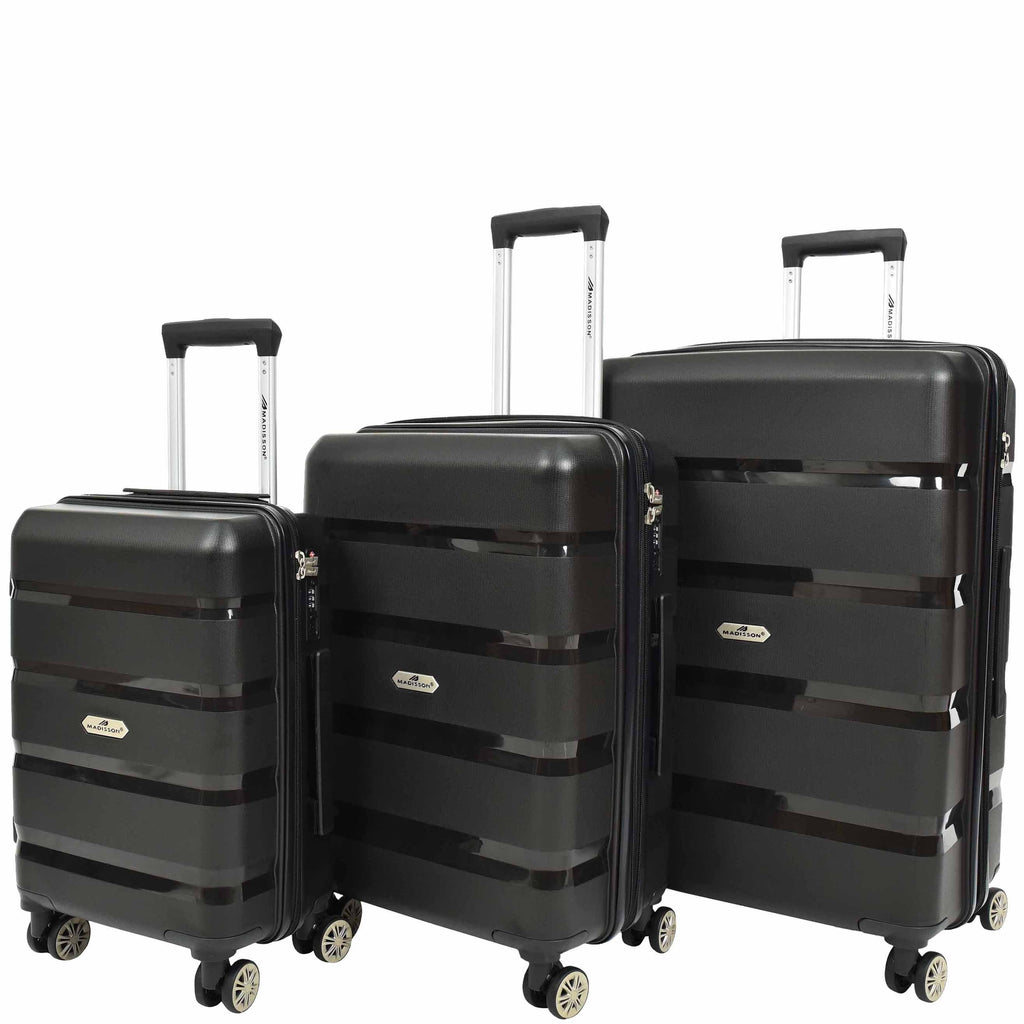 DR646 Expandable Travel Suitcases Hard Shell Four Wheel PP Luggage Black 1