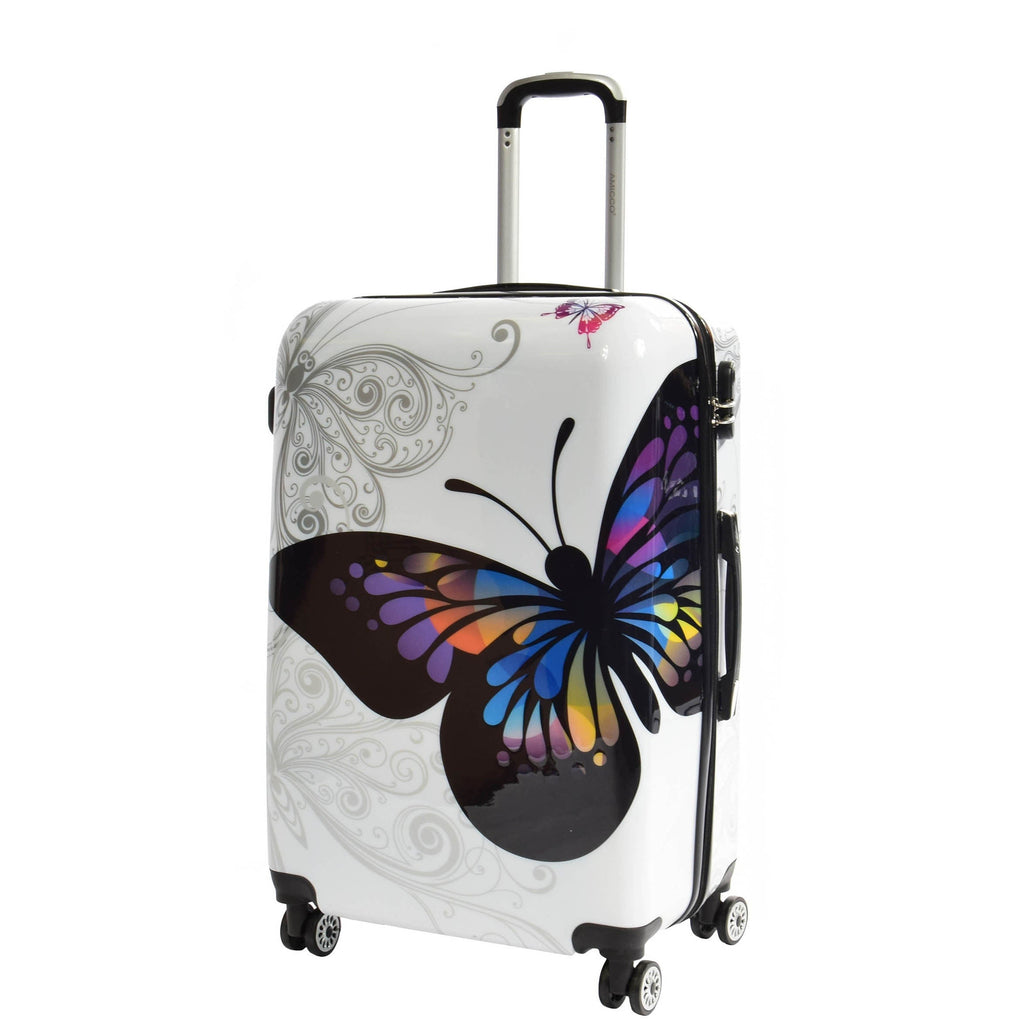 DR629 Expandable Four Wheel Hard Shell Travel Luggage With Butterfly Print 2
