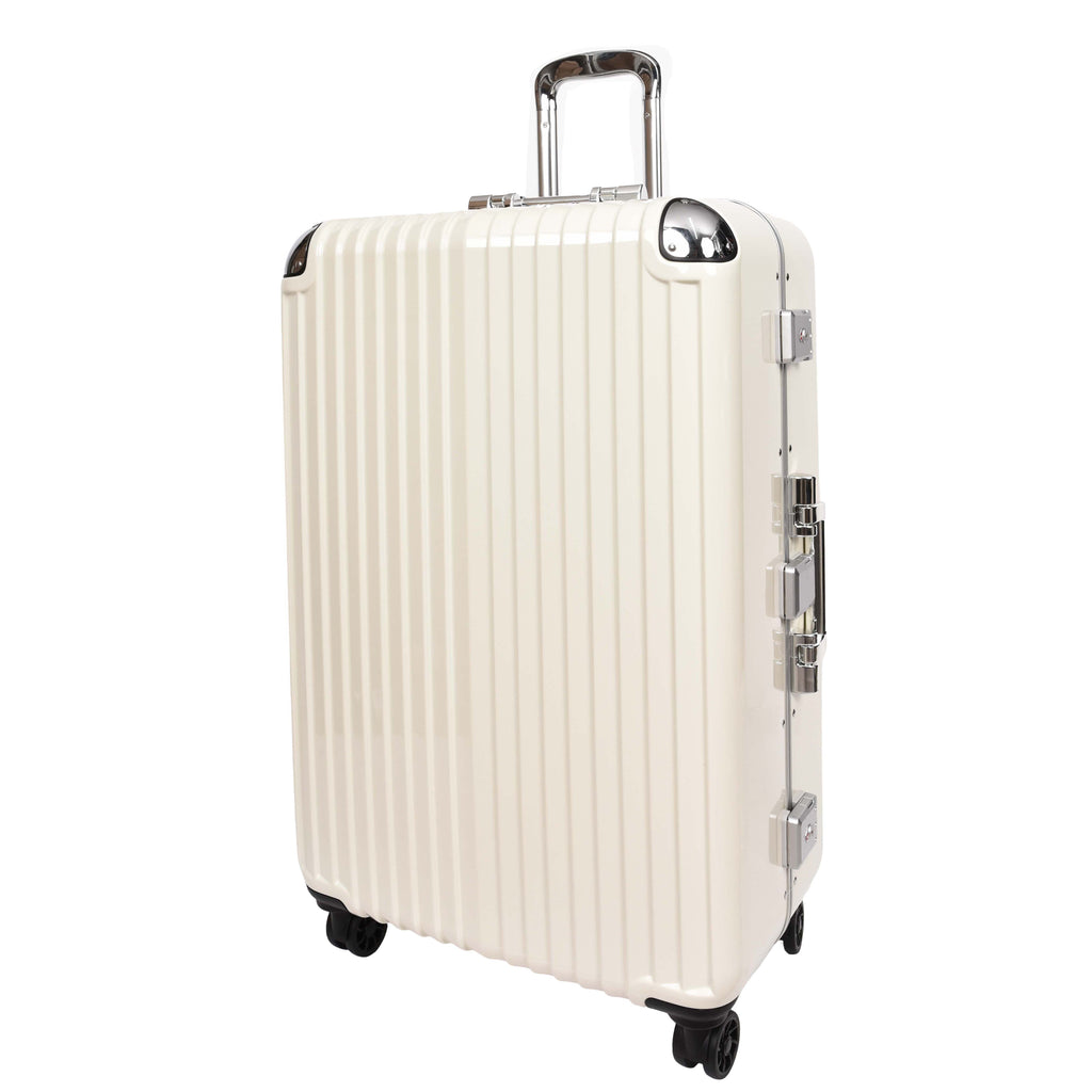 DR693 Four Wheel Suitcase Metal Frame Hard Shell Luggage Off White-8