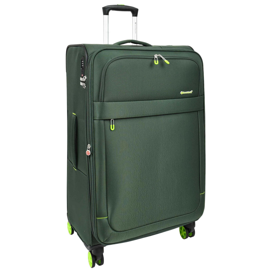 DR627 Eight Spinner Wheeled Soft Expandable Suitcase Green 2