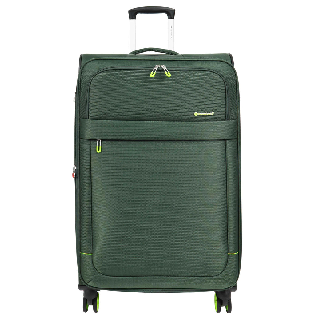 DR627 Eight Spinner Wheeled Soft Expandable Suitcase Green 3