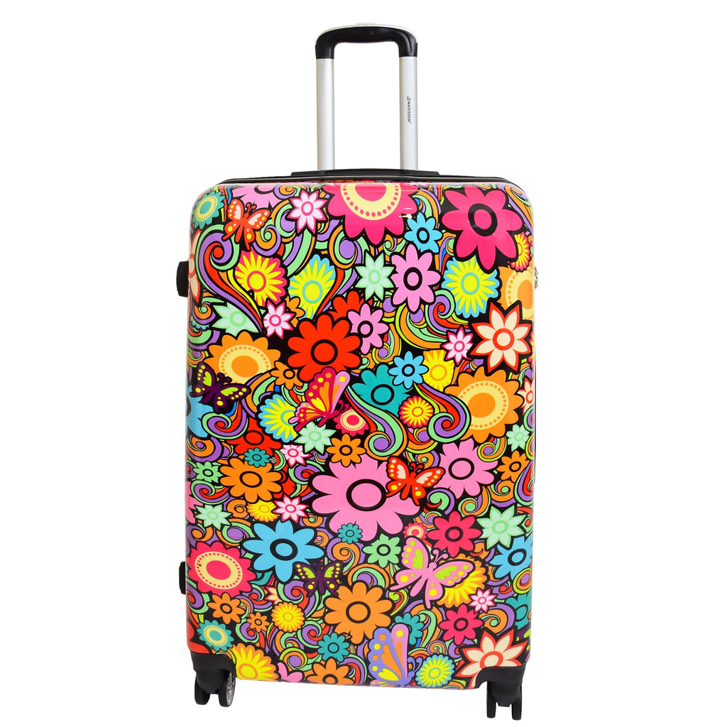 DR576 Expandable Hard Shell Suitcase Four Wheel Luggage Flower Print 12