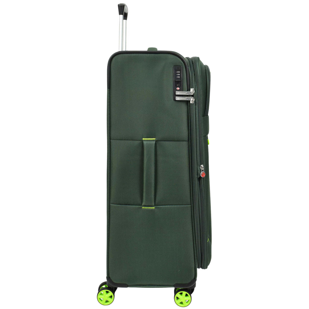 DR627 Eight Spinner Wheeled Soft Expandable Suitcase Green 4