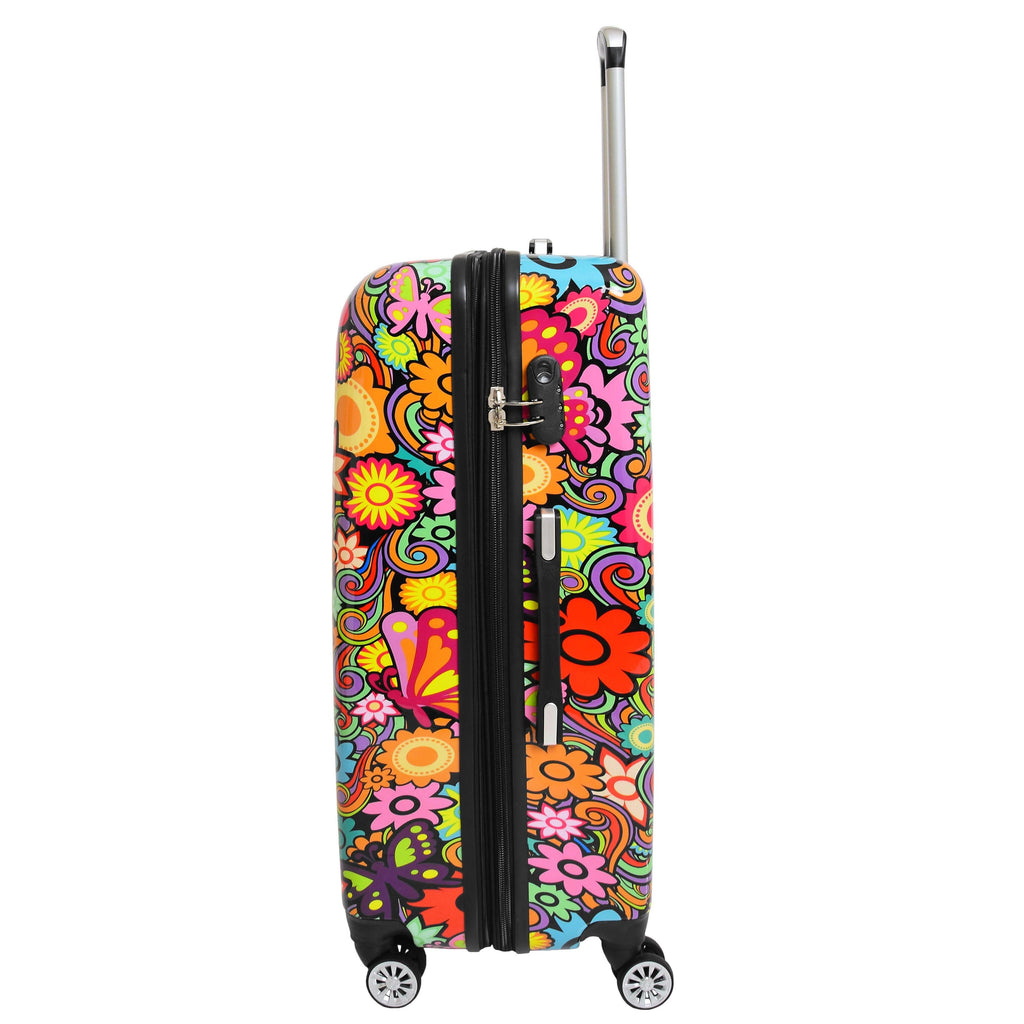 DR576 Expandable Hard Shell Suitcase Four Wheel Luggage Flower Print 13
