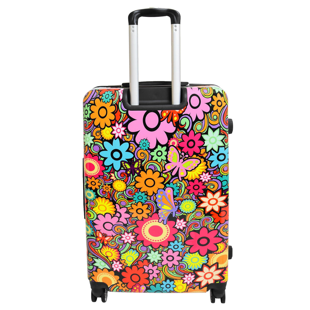 DR576 Expandable Hard Shell Suitcase Four Wheel Luggage Flower Print 14