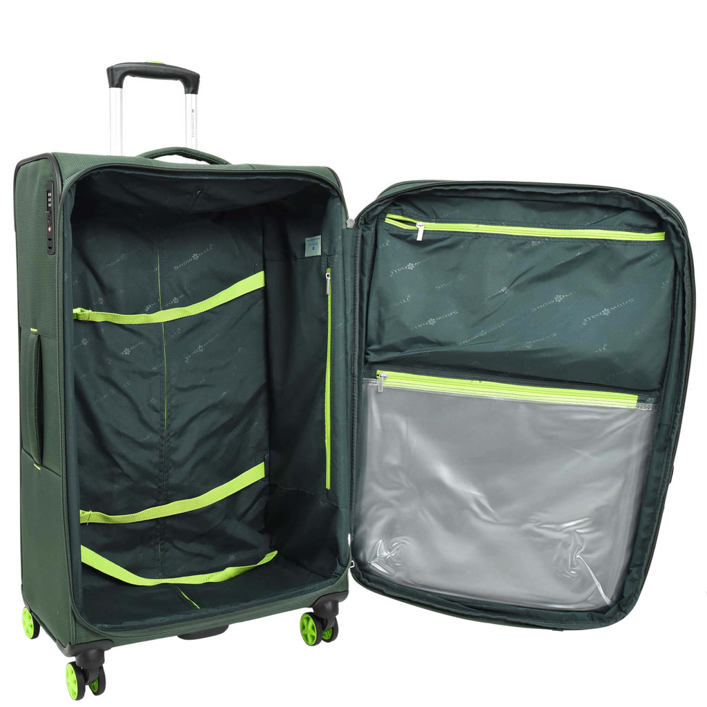 DR627 Eight Spinner Wheeled Soft Expandable Suitcase Green 6
