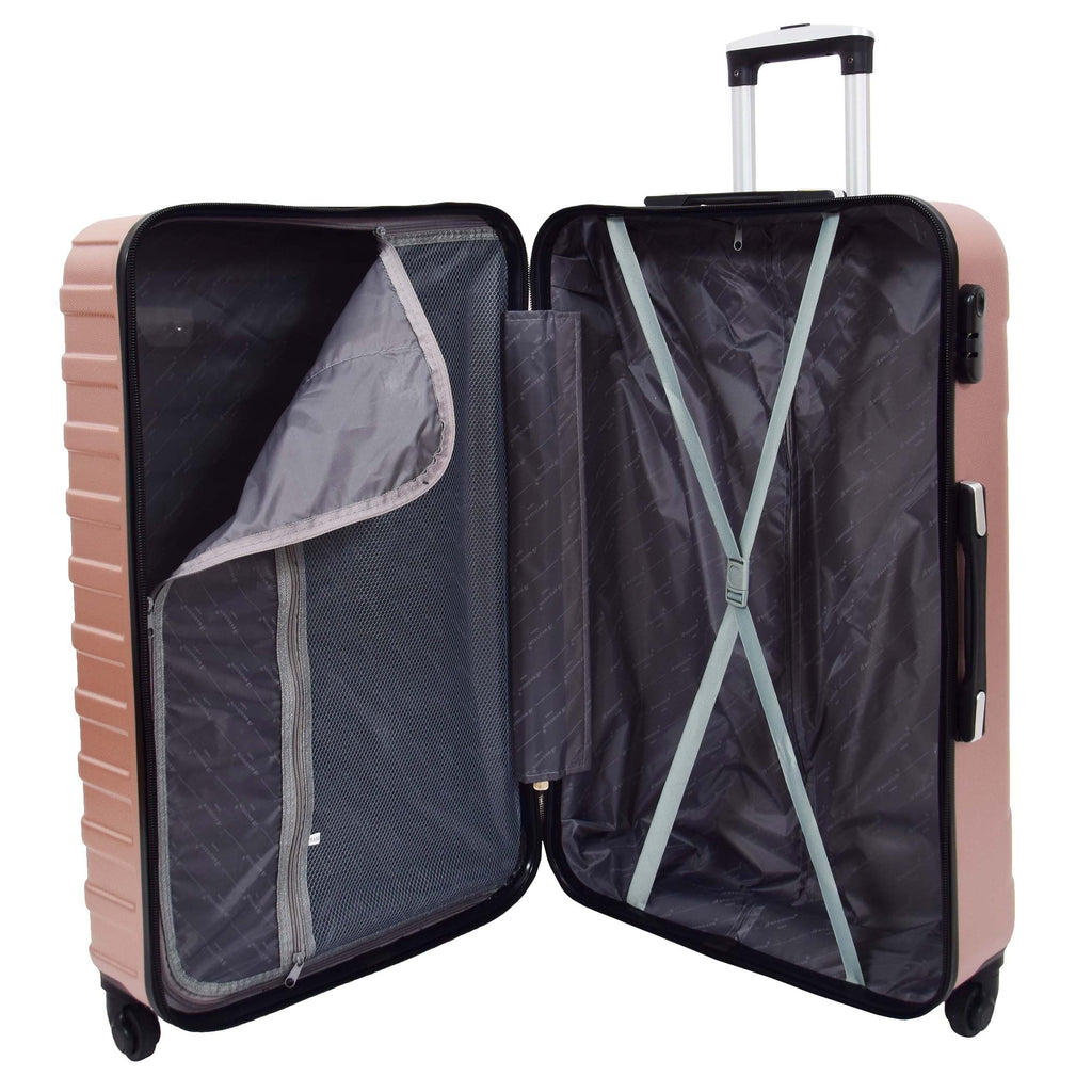 DR538 Digit Lock Hard Shell Four Wheel Luggage Rose Gold 5