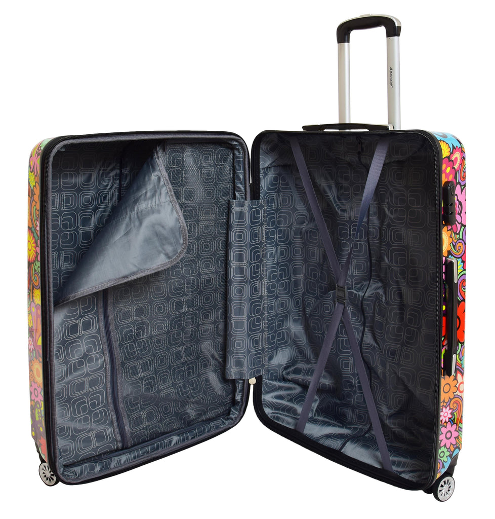 DR576 Expandable Hard Shell Suitcase Four Wheel Luggage Flower Print 15