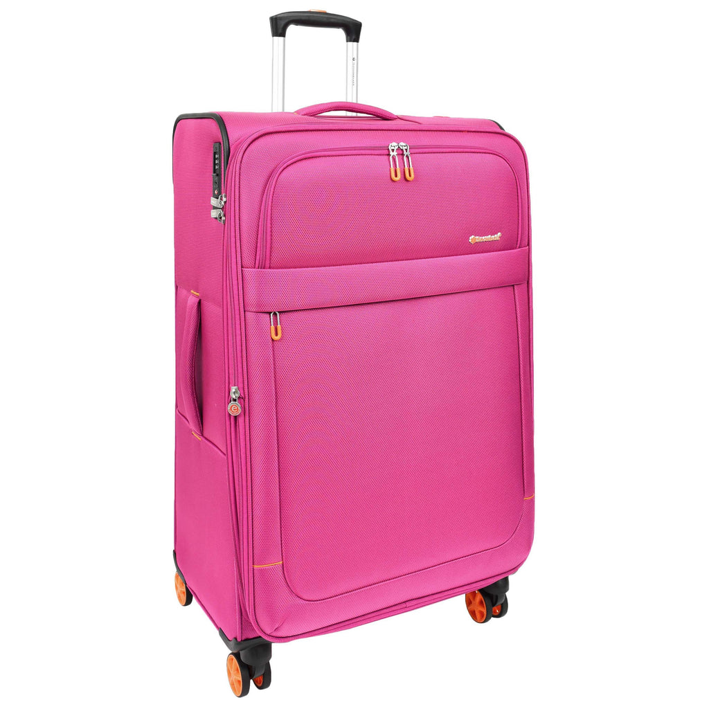 DR627 Eight Spinner Wheeled Soft Expandable Suitcase Pink 2