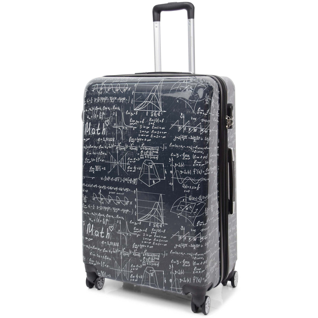 DR569 Expandable Hard Shell Suitcase Four Wheel Luggage Maths Print 12