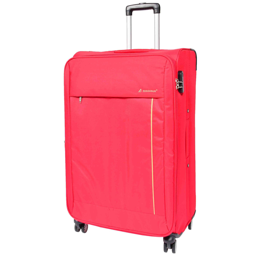 DR549 Expandable 8 Spinner Wheel Soft Luggage Red 2