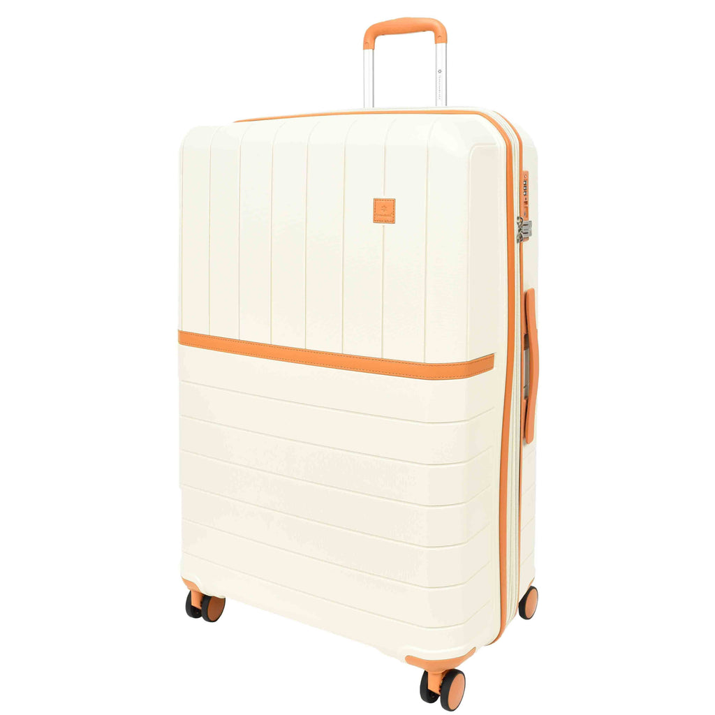 DR626 Hard Shell Expandable Suitcases Wheeled Luggage Milky 2