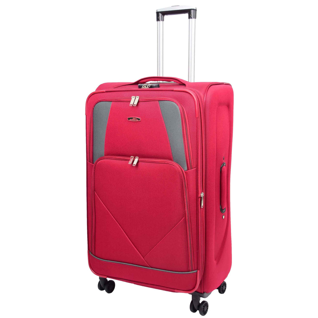 DR568 Soft Case Four Wheel Travel Luggage Suitcase Burgundy 11