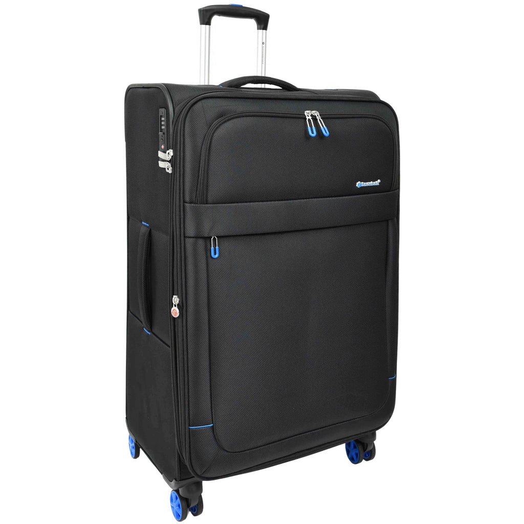DR627 Eight Spinner Wheeled Soft Expandable Suitcase Black 2